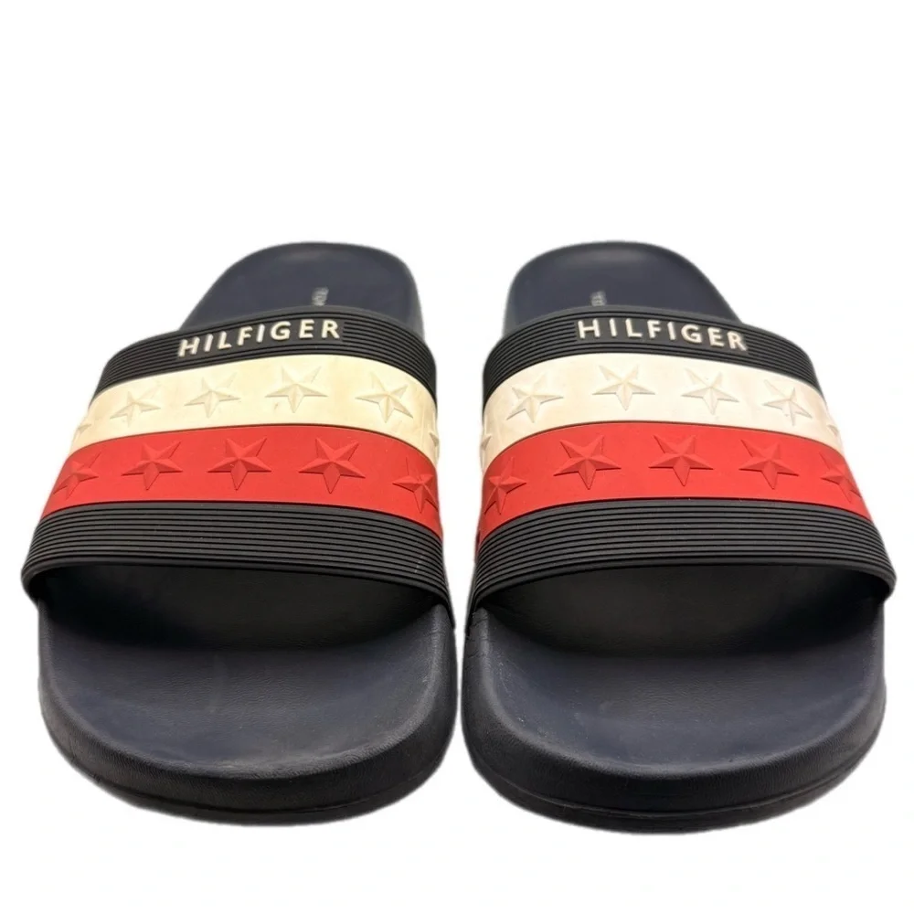 Tommy Hilfiger | Dulce 2 Dark Blue Red & White Slide Sandals Star Studded